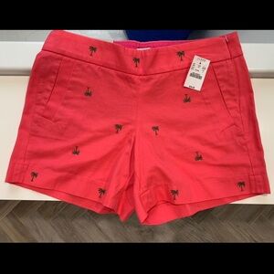 JCrew City Fit Pink Embroidered Shorts